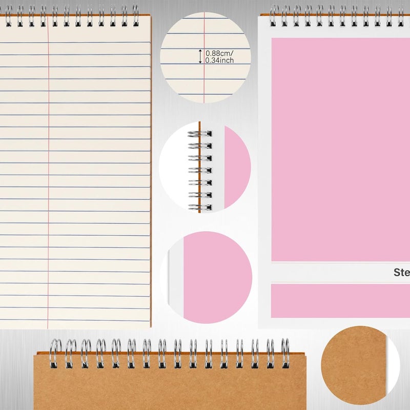 Duxesuk Steno Pads – 6x9 Inches 80 Sheets Steno Notebooks for Writing Notes in School, University, College & Office (2PCS Pink) - Image 2